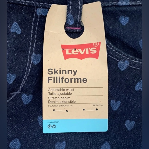 Levi's Girl's Jeans, Size 6X Reg, Polka Hearts, Adjustable Waist, NEW WITH TAGS! - Picture 4 of 7